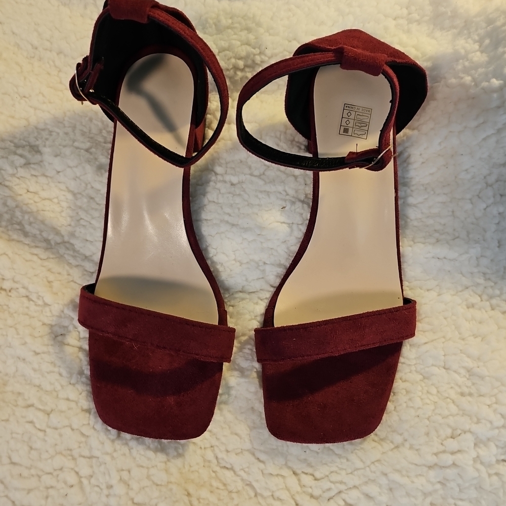 SHEIN Deep Red Suede Heels